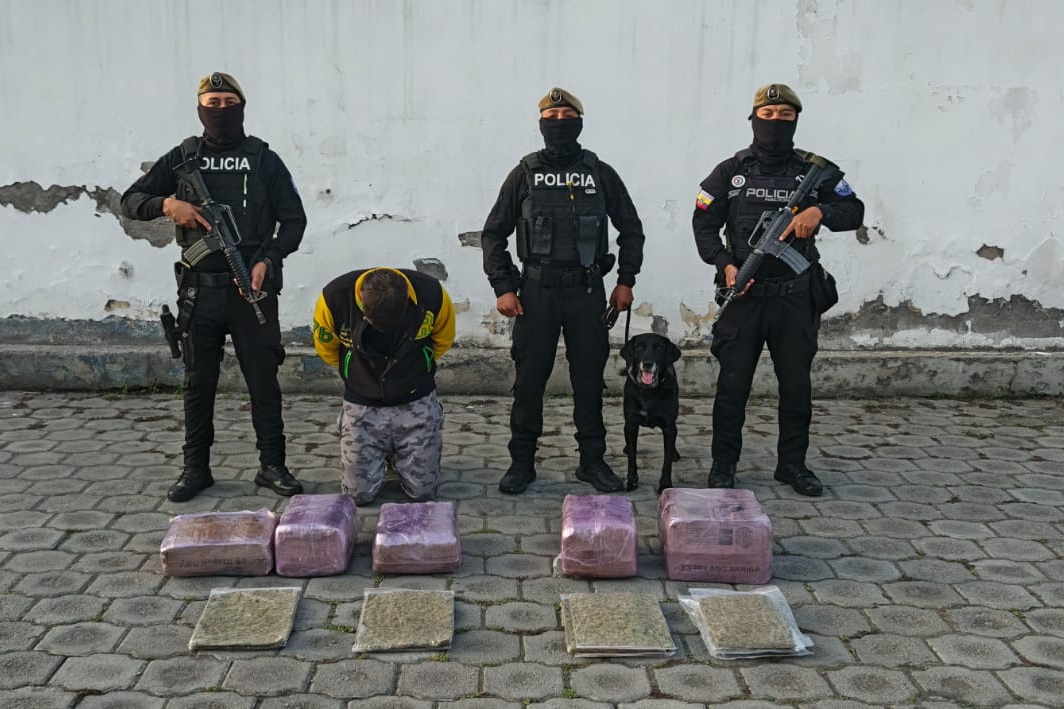 POLICÍA INCAUTA 50 KILOS DE MARIHUANA EN UN BUS DE TRANSPORTE PÚBLICO EN IMBABURA